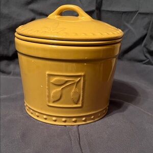 Mustard Yellow Ceramic Storage Canister with Lid